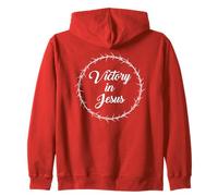 Victory in Jesus - Passover Easter Crown Thorns Praise Red Zip Hoodie