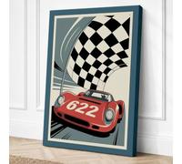 Victory Lap Retro Canvas Wall Art Print 18x12 Inch