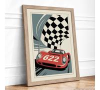 Victory Lap Retro Framed Wall Art Print A1 Oak