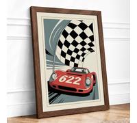 Victory Lap Retro Framed Wall Art Print A1 Walnut