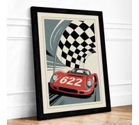 Victory Lap Retro Framed Wall Art Print A4 Black