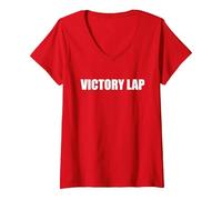 Victory Lap V-Neck T-Shirt, Women, Red, S