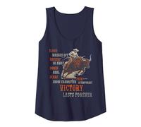 Victory Lasts Forever Cowboy Rodeo Tank Top, Women, Navy Blue, Small