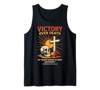 Victory Over Death Christian Skull Cross 1 Corinthians 15:55 Tank Top
