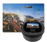 Victory Wooden Puzzles - ‘Summer of 44’ Miniature Jigsaw Puzzle for Adults - 76 Pieces. Premium Linden Wood War Plane Jigsaw Puzzle in Metal Storage Tin with Special 'Whimsical' Shaped Pieces.