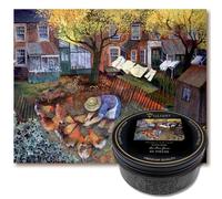 Victory Wooden Puzzles - 'Town Hens' Miniature Jigsaw Puzzle for Adults - 85 Pieces. Premium Linden Wood Artwork Jigsaw Puzzle in Metal Storage Tin with Special 'Whimsical' Shaped Pieces.