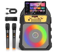 VICTRESS Karaoke Machine with Wireless Mic Support, Portable Bluetooth 5.4 Speaker with Coaxial Driver, Metal Knobs, FM Radio, USB, TF, AUX, Recording and TWS for Parties, Gift for Music Lovers