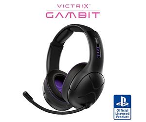 Victrix Gambit Black Wireless and Wired Gaming Headset with Mic - PlayStation PS4, PS5 - Esports-Ready Pro Audio, Noise Cancelling Microphone, Ultra-Comfort Over the Ear Headphones