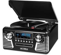 Victrola 50's Retro 3-Speed Bluetooth Turntable with Stereo, CD Player and Speakers, Black