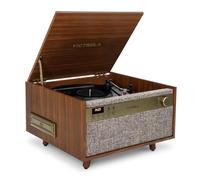 Victrola Century 6-in-1 Vinyl Record Player & Music Center - 3-Speed Turntable, CD & Cassette Player, VINYLSTREAM, Bluetooth & 3.5mm Aux, Record Player with Speakers, Mid Century Design, Walnut
