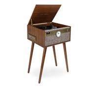 Victrola Century Signature+ 6-in-1 Wood Record Player with Clock and Legs Walnut