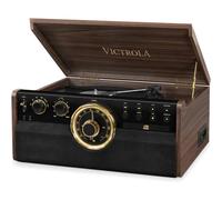 Victrola Empire 6-in-1 Wood Mid Century Modern Bluetooth Record Player with 3-Speed Turntable, CD, Cassette Player and Radio - Espresso