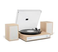 Victrola Harmony - Bluetooth Turntable System- 3-Speed Vinyl Record Player, Stereo Bookshelf Speakers, Mid-Century Modern Design, Audio Technica ATN3600L, Bluetooth Input and Output (Natural)