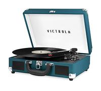 Victrola Vintage 3-Speed Bluetooth Portable Suitcase Record Player with Built-in Speakers | Upgraded Turntable Audio Sound | Blue Coral