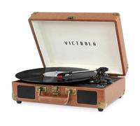 Victrola Journey Bluetooth Portable Suitcase Record Player - with Built-in Speakers, 3 Speed Vinyl Record Player, RCA Out, Headphone Jack (Brown)