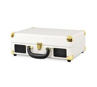 Victrola Journey Bluetooth Portable Suitcase Record Player - with Built-in Speakers, 3 Speed Vinyl Record Player, RCA Out, Headphone Jack (White)