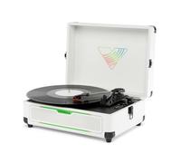 Victrola Journey Glow - Illuminated Suitcase Record Player - 18 RGB Light Effects, Stereo Speakers with Enhanced Bass, Bluetooth Streaming, (White)