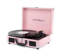 Victrola Journey II (2025 Model) - Bluetooth Suitcase Record Player - Built-in Stereo Speakers with Enhanced Bass, 3-Speed Turntable, Bluetooth Input and Output, RCA & Headphone Outputs (Pink)