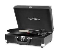 Victrola Journey Portable Record Player - Suitcase 5.0 Bluetooth turntable with 3-Speeds, Built-in Stereo Speakers, 3.5mm Aux-in Jack, Black (VSC-550BT)