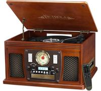 Victrola Navigator 8-in-1 Bluetooth Record Player with Built-in Speakers - 3 Speed, CD Player, Cassette, FM Radio, USB, RCA Out, Headphone Jack, Wireless Music Streaming, Real Wood (Mahogany)