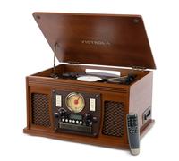 Victrola Navigator 8-in-1 Bluetooth Record Player with Built-in Speakers - 3 Speed, CD Player, Cassette, FM Radio, USB, RCA Out, Headphone Jack, Wireless Music Streaming, Real Wood (Walnut)