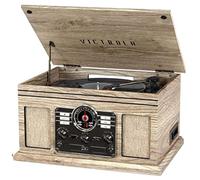 Victrola Nostalgic 6-in-1 Bluetooth Record Player & Multimedia Center with Built-in Speakers - 3-Speed Turntable, CD & Cassette Player, AM/FM Radio | Wireless Music Streaming | Farmhouse Oatmeal