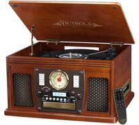 Victrola Nostalgic Aviator Wood 8-in-1 Bluetooth Turntable Entertainment Center, Mahogany