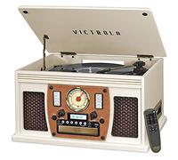 Victrola Nostalgic Aviator Wood 8-in-1 Bluetooth Turntable Entertainment Center, White
