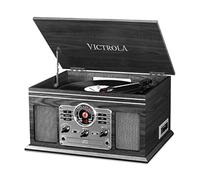 Victrola Nostalgic Classic Wood 6-in-1 Bluetooth Turntable Entertainment Center, Graphite