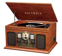 Victrola Nostalgic Classic Wood 6-in-1 Bluetooth Turntable Entertainment Center, Mahogany