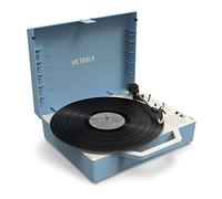 Victrola Re-Spin Sustainable Suitcase Vinyl Record Player, 3-Speed (33 1/3, 45 & 78 RPM), Belt-Driven Bluetooth Turn Table with Built-in Bass Radiator, 3.5mm Headphone Jack, Light Blue