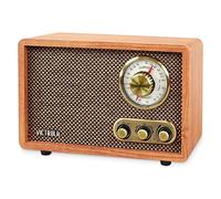 Victrola Retro Wood Bluetooth Radio with Built-in Speakers, Elegant & Vintage Design, Rotary AM/FM Tuning Dial, Wireless Streaming, Walnut