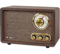 Victrola Retro Wood Bluetooth Radio with Built-in Speakers, Elegant & Vintage Design, Rotary AM/FM Tuning Dial, Wireless Streaming, Espresso