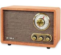 Victrola Retro Wood Bluetooth Radio with Built-in Speakers, Elegant & Vintage Design, Rotary AM/FM Tuning Dial, Wireless Streaming, Walnut