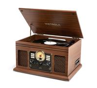 Victrola The Quincy 6-in-1 Bluetooth Record Player & Multimedia Center with Built-in Speakers - 3-Speed Turntable, CD & Cassette Player, AM/FM Radio, Wireless Music Streaming (Walnut)