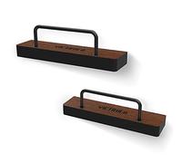 Victrola 'The Shelves' - Vinyl Records and Album Art Holder (Set of 2), Espresso Wood Finish with Smart Black Metal Accents, Elegant and Stylist Looks, Wall Mountable, Single Shelf Holds 1 Record Art