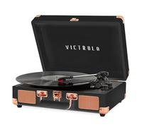 Victrola Vintage 3-Speed Bluetooth Portable Suitcase Record Player with Built-in Speakers | Upgraded Turntable Audio Sound|Black Rose Gold, Model Number: VSC-550BT-BRG