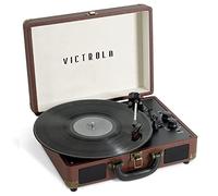 Victrola Vintage 3-Speed Bluetooth Portable Suitcase Record Player with Built-in Speakers | Upgraded Turntable Audio Sound| Includes Extra Stylus | Dark Brown, Model Number: VSC-550BT-DBR