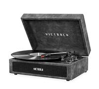 Victrola Vintage 3-Speed Bluetooth Portable Suitcase Record Player with Built-in Speakers | Upgraded Turntable Audio Sound| Includes Extra Stylus | Lambskin (VSC-580BT-LGR)