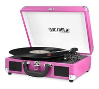 Victrola Vintage 3-Speed Bluetooth Portable Suitcase Record Player with Built-in Speakers | Upgraded Turntable Audio Sound|Pink, Model Number: VSC-550