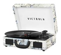 Victrola Vintage 3-Speed Bluetooth Portable Suitcase Record Player with Built-in Speakers | Upgraded Turntable Audio Sound|Retro Map, Model Number: VS