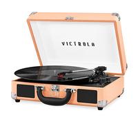 Victrola Vintage 3-Speed Bluetooth Portable Suitcase Record Player with Built-in Speakers | Upgraded Turntable Audio Sound|Peach Rose Gold, Model Number: VSC-550BT- TPG