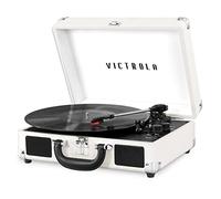 Victrola Vintage 3-Speed Bluetooth Portable Suitcase Record Player with Built-in Speakers | Upgraded Turntable Audio Sound|White/Silver, Model Number: VSC-550BT-WHT-EA