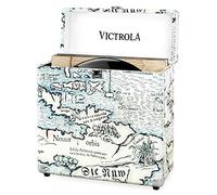 Victrola Vintage Vinyl Record Storage and Carrying Case, Fits all Standard Records - 33 1/3, 45 and 78 RPM, Holds 30 Albums, Record Collection Vinyl Storage Box Case, Map Print