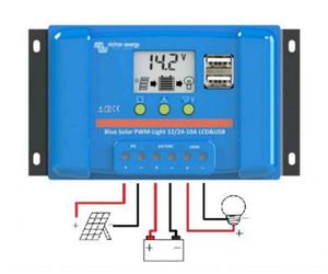 Victron Energy Bluesolar Pwm Charge Controller 12/24V 10A Lcd With Usb