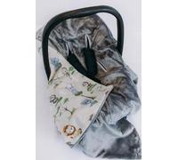 Viculii Double Sided Baby Wrap for car seat | baby jungle safari animals + grey baby wrap swaddle cover cosytoes blanket for car seat 100x100cm