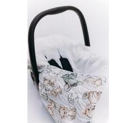 Viculii Double Sided Baby Wrap for car seat | white baby safari animals baby wrap swaddle cover cosytoes blanket for car seat 100x100cm | boy or girl