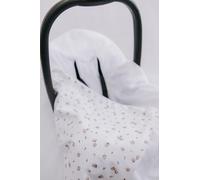 Viculii Double Sided Baby Wrap for car seat | white beige little flowers roses baby girl wrap swaddle cover cosytoes blanket for car seat 100x100cm