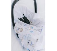 Viculii Double Sided Baby Wrap for car seat | white + blue little prince galaxy baby wrap swaddle cover cosytoes blanket for car seat 100x100cm