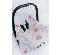 Viculii Double Sided Baby Wrap for car seat | white + pink grey elephants and bunnies baby wrap swaddle cover cosytoes blanket for car seat 100x100cm